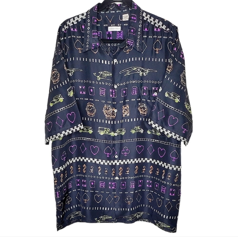 Burma Bibas Men's Silk Hold'em Poker Casino Shirt Size XL